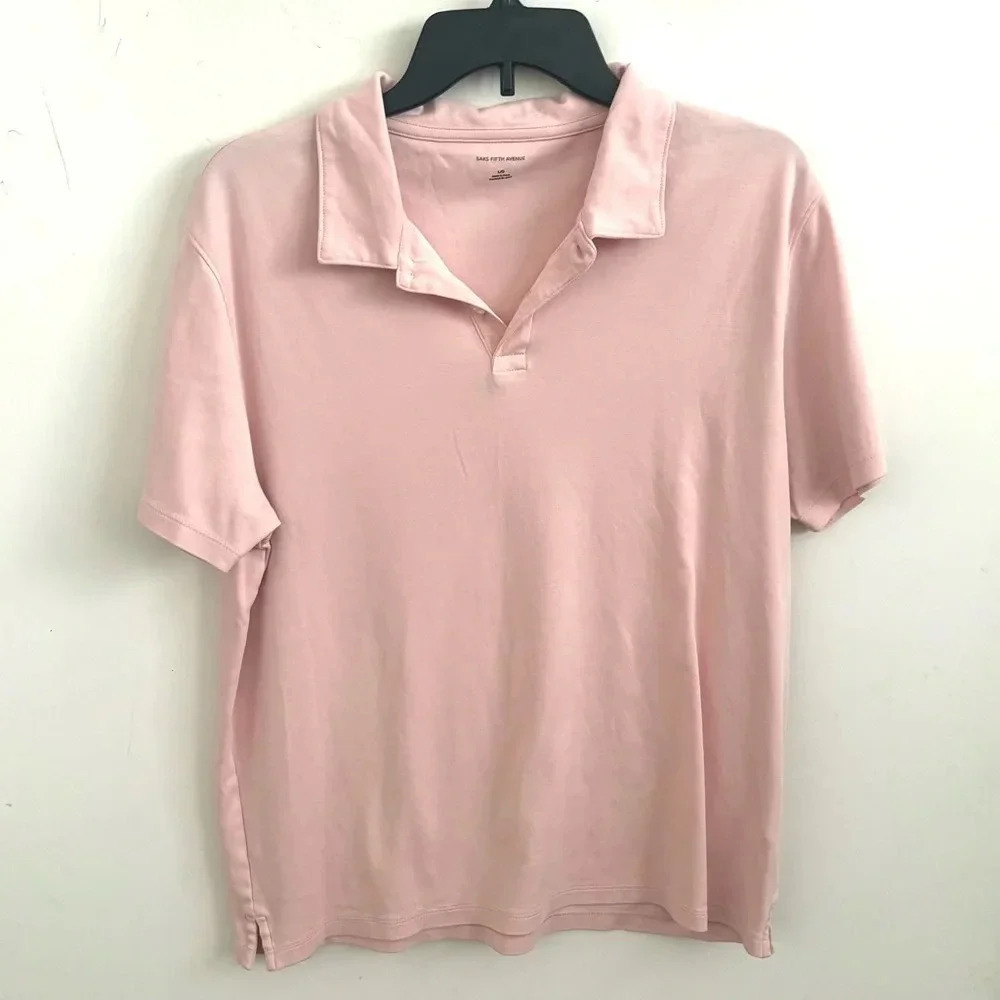 Saks fith avenue women’s polo t-shirt flamingo pink short sleeve L